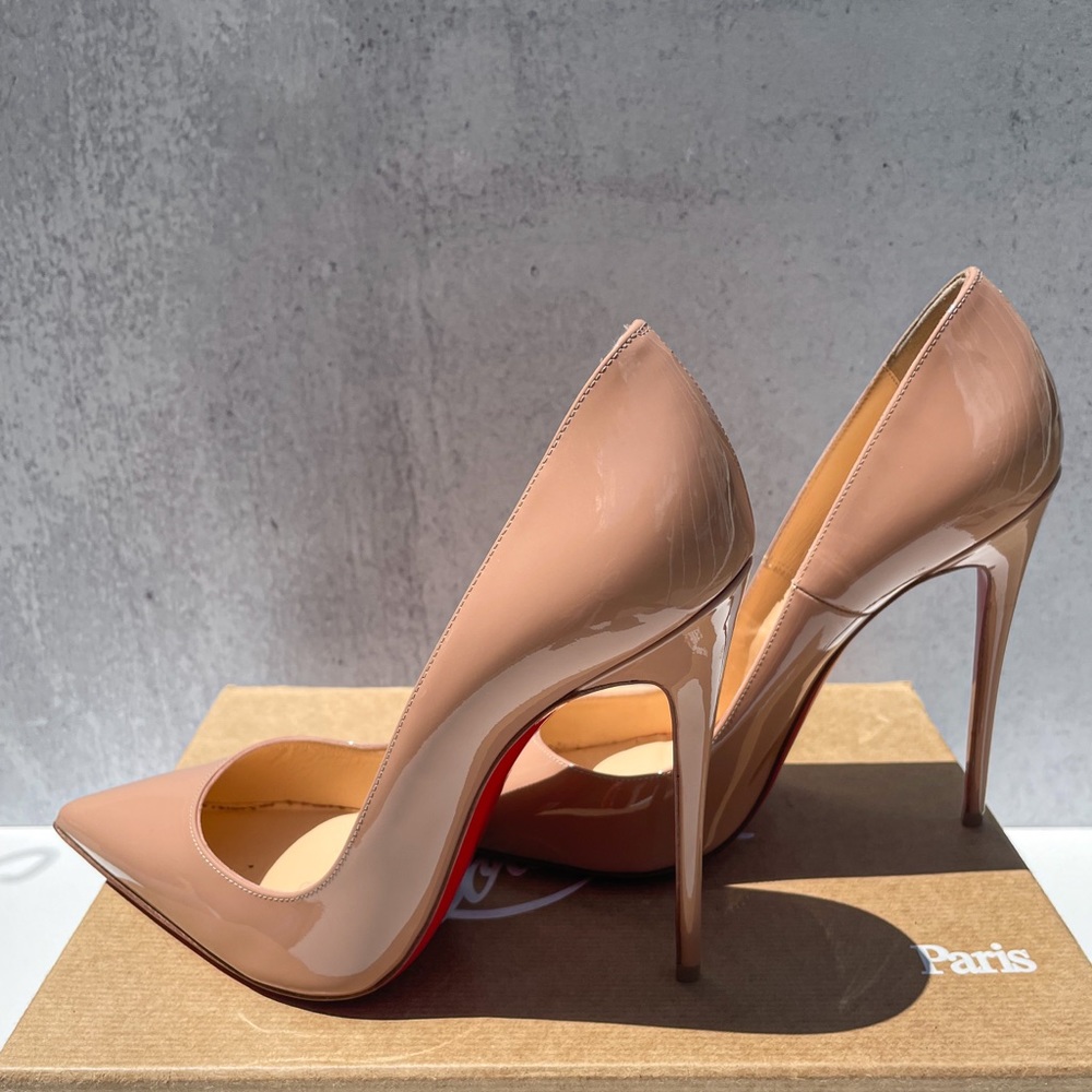 Christian Louboutin So Kate 120 Patent Nude High Heels size 38.5 / 8 US